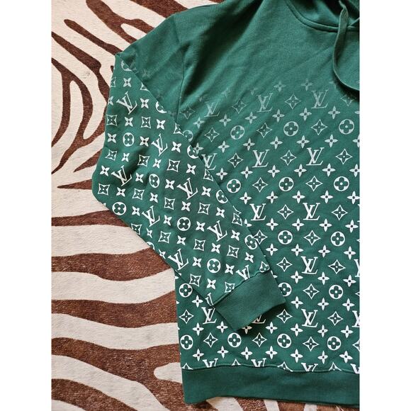 Louis Vuitton Green & White Monogram Gradient Hoodie Sz L - Picture 3 of 7